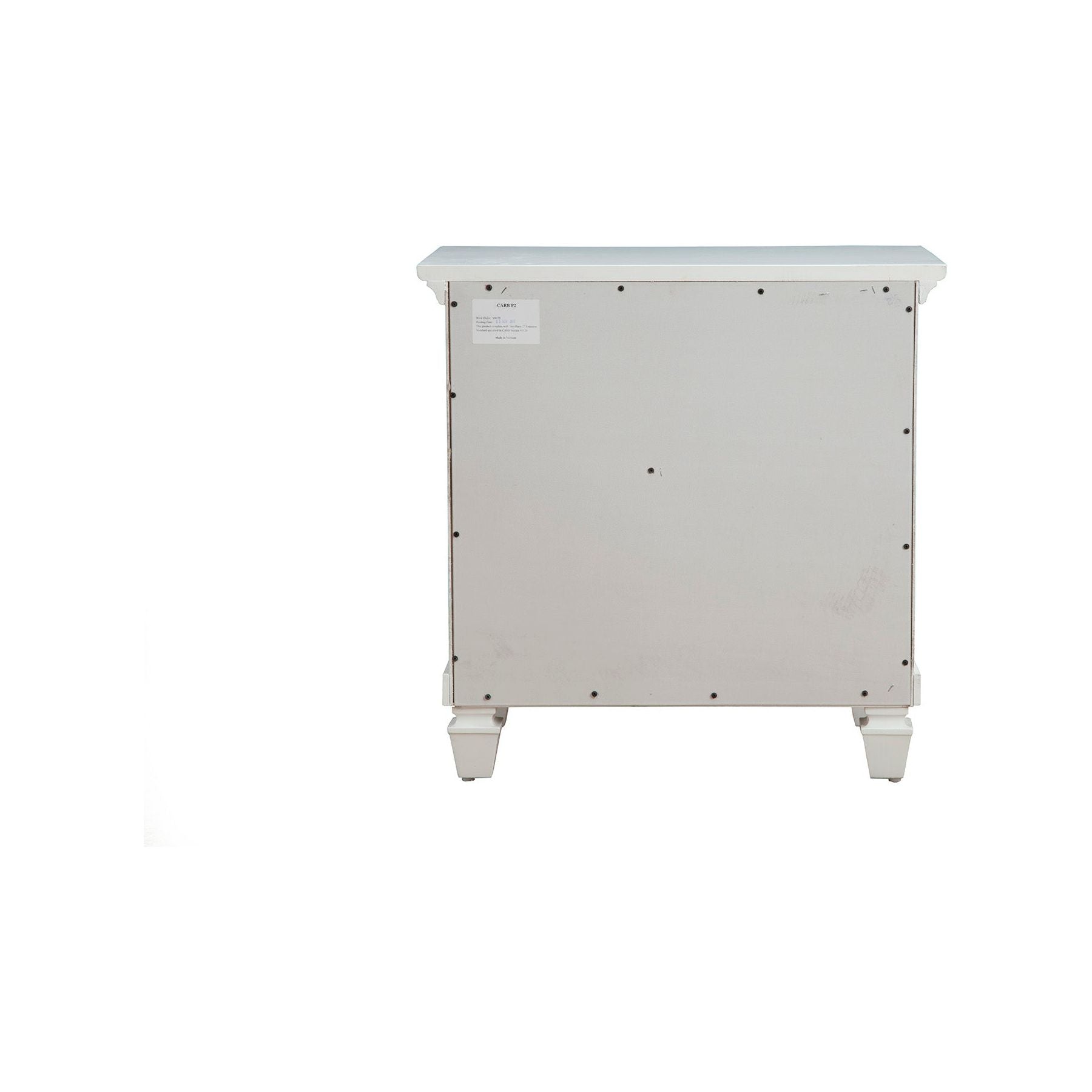 Back view of the Winchester Nightstand, White showcasing its clean design and sturdy construction.
