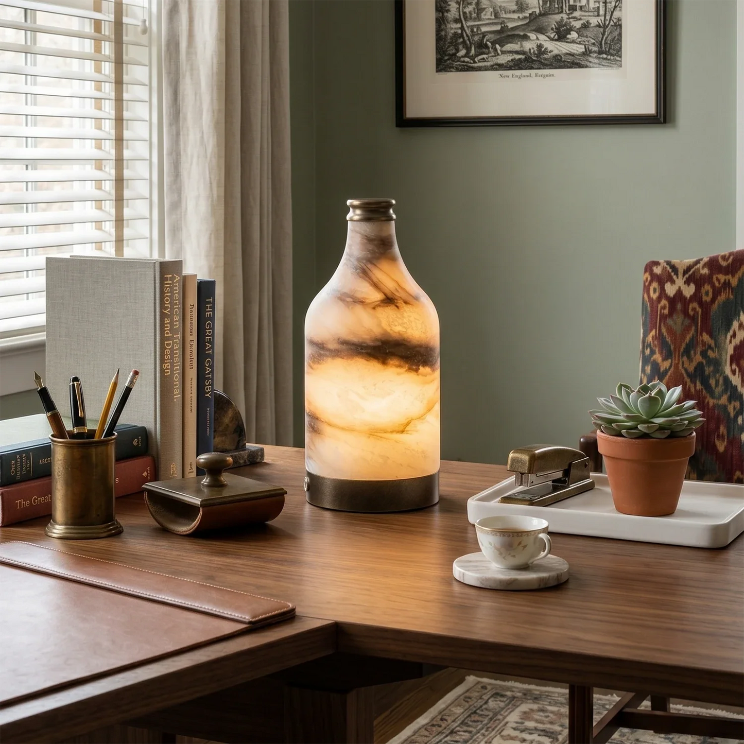 Wine Bottle Alabaster Table Lamp