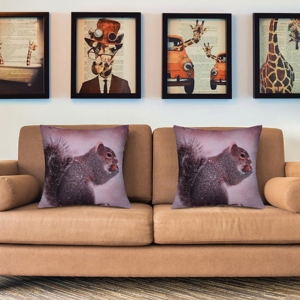 Squirrel Throw Pillow - 18x18 Inch Decorative Pillow Cover With Zipper Closure