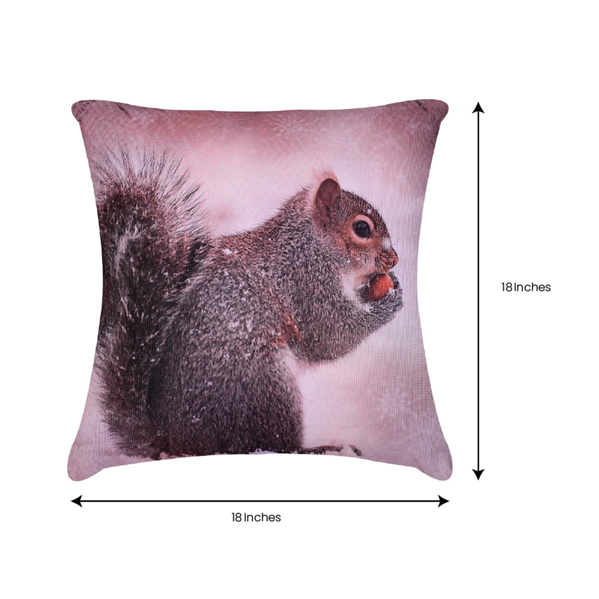 Squirrel Throw Pillow - 18x18 Inch Decorative Pillow Cover With Zipper Closure