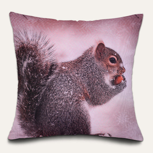 Squirrel Throw Pillow - 18x18 Inch Decorative Pillow Cover With Zipper Closure