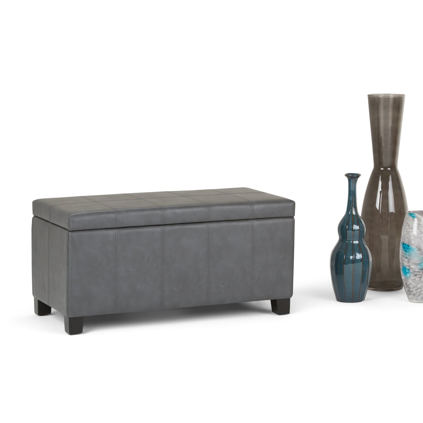 Dover 36 Inch Wide Storage Ottoman Bench in Stone