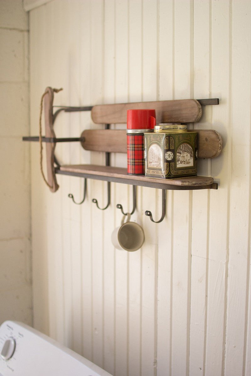 Wood and Iron Sleigh Shelf