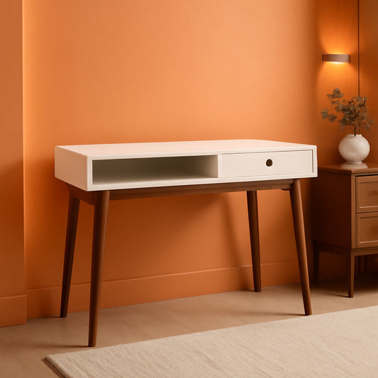 Wood Writing Desk with Drawer Spacious Top and Storage