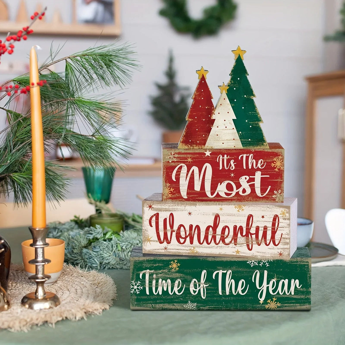 Wooden Christmas Tree Decoration with Layered Wooden Design