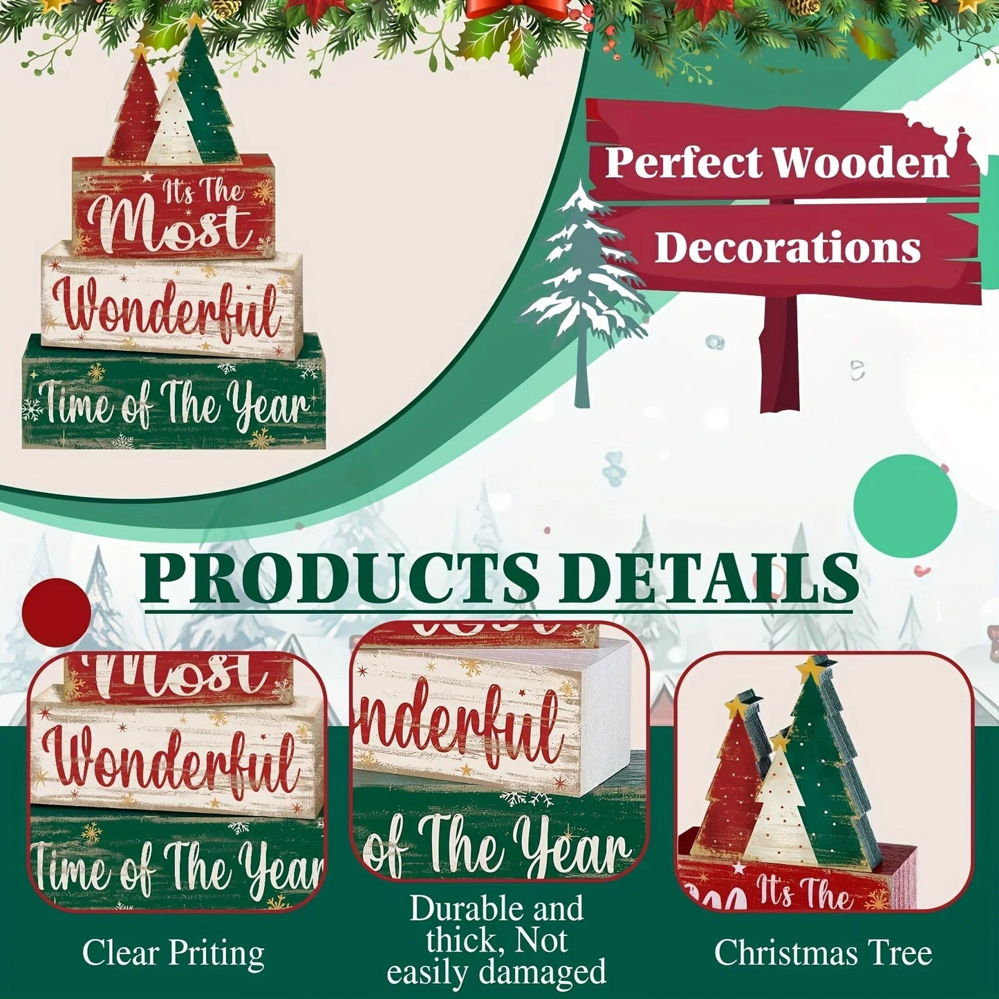 Wooden Christmas Tree Decoration with Layered Wooden Design