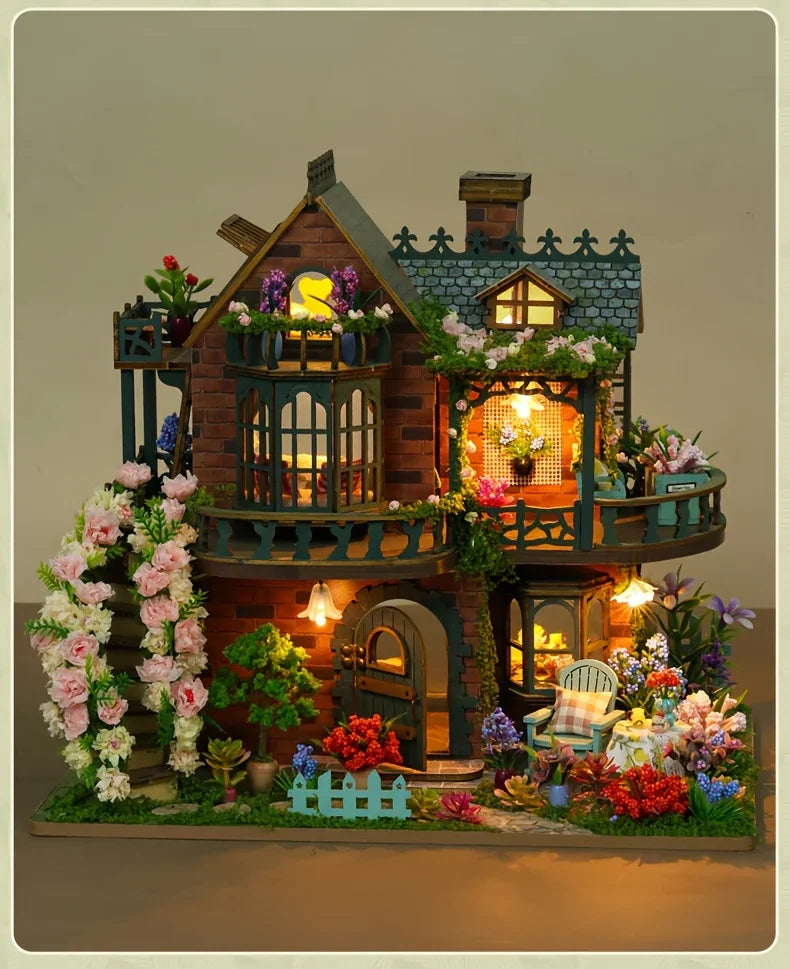 Wooden Dollhouse Kit with Forest Theme and Handmade Details