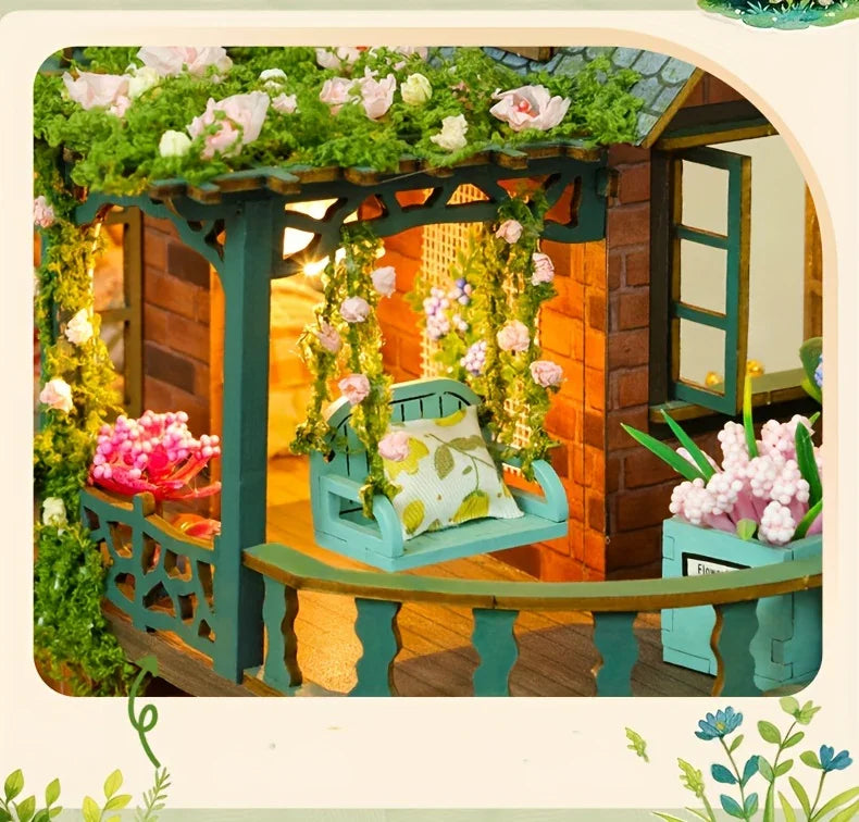 Wooden Dollhouse Kit with Forest Theme and Handmade Details