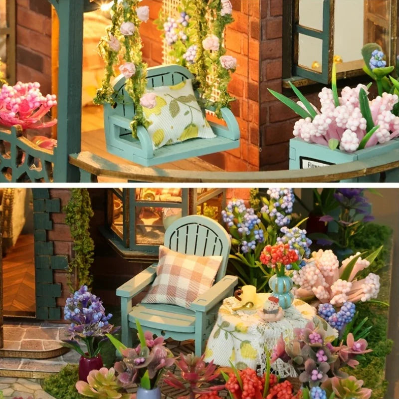 Wooden Dollhouse Kit with Forest Theme and Handmade Details
