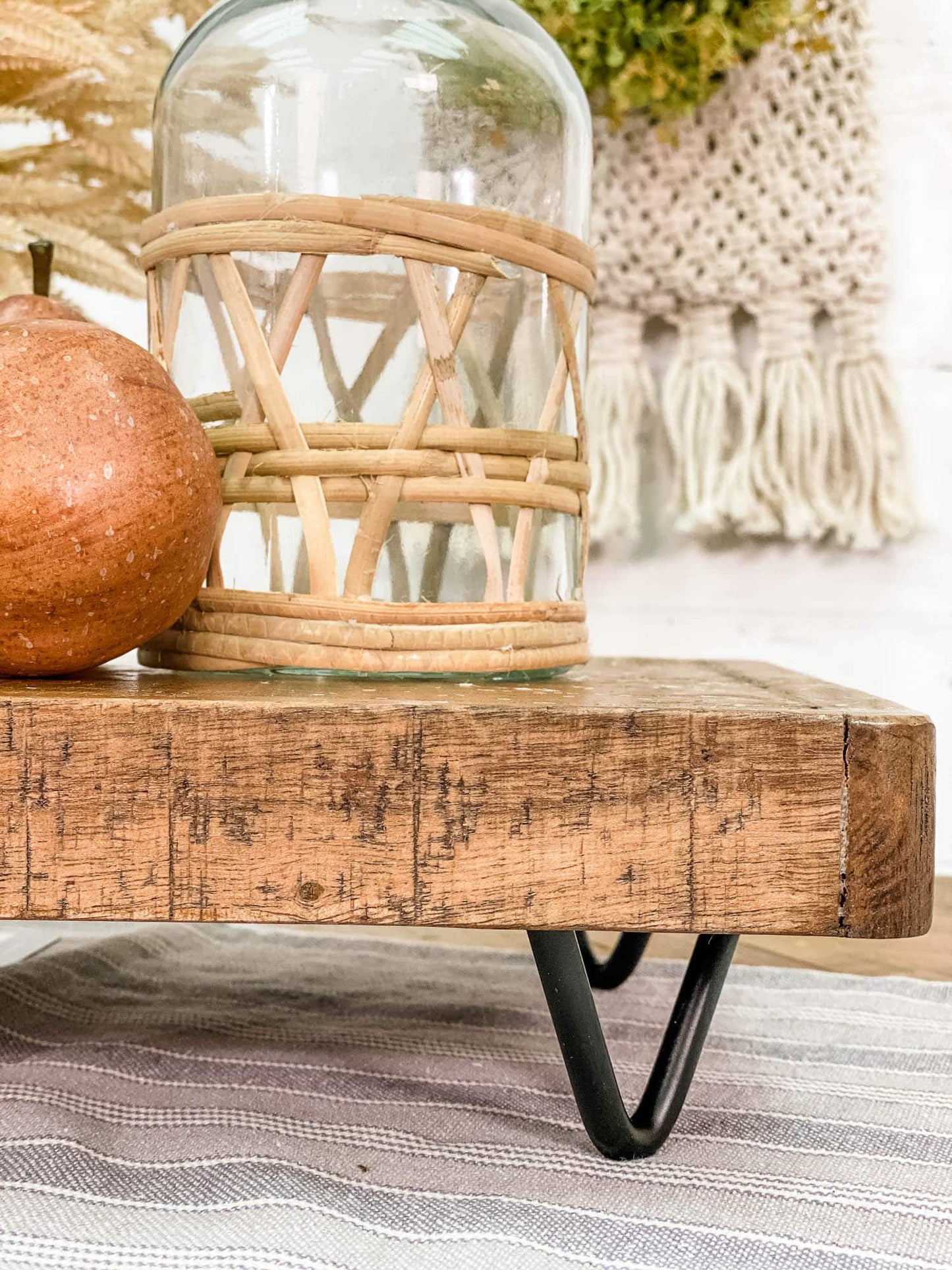 Rustic Wood Display Riser with Hairpin Legs