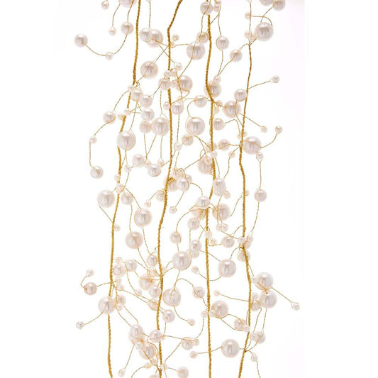 Pearl Beads With Gold Wire Garland - 5 Foot