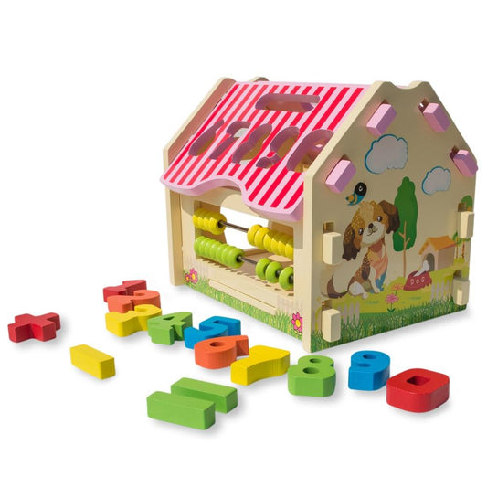 Multi-Function Educational Toy – Wooden Counting House with Numbers & Abacus