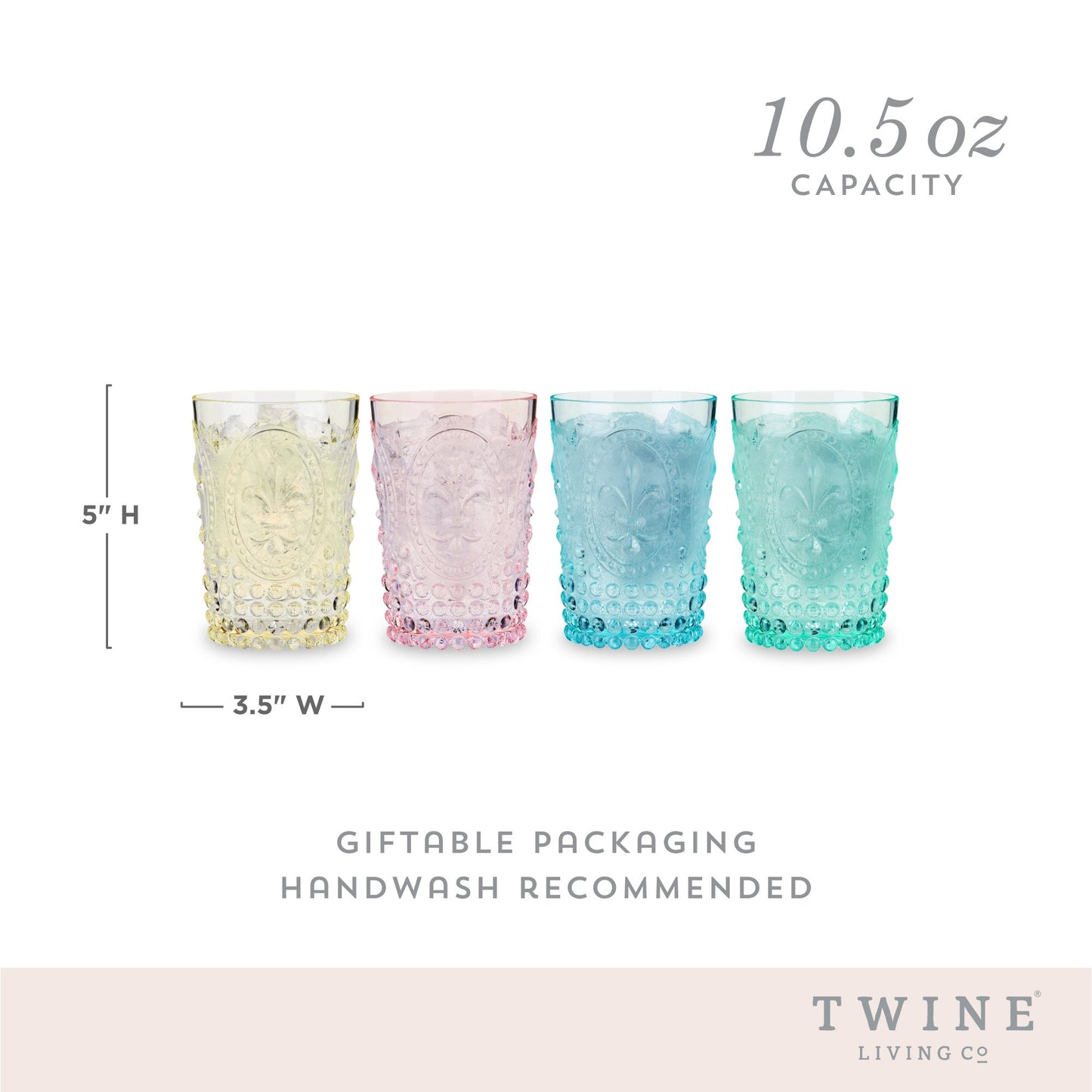 Acrylic Embossed Tumblers, Set of 4