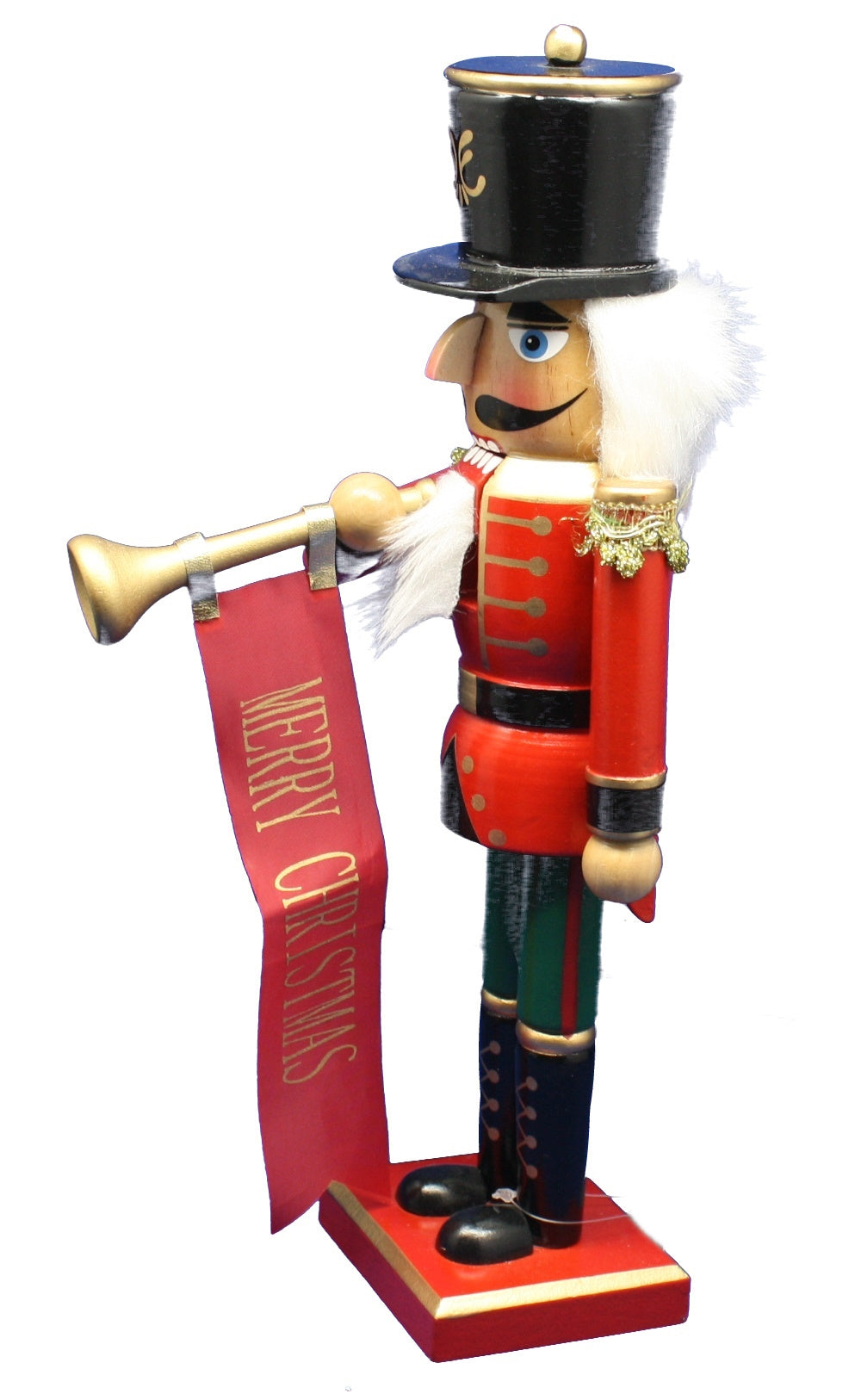 Bugling Nutcracker With Merry Christmas Sign
