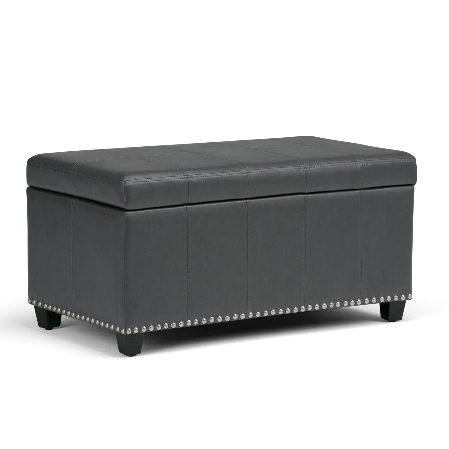 Amelia 33 Inch Wide Storage Ottoman Bench in Stone