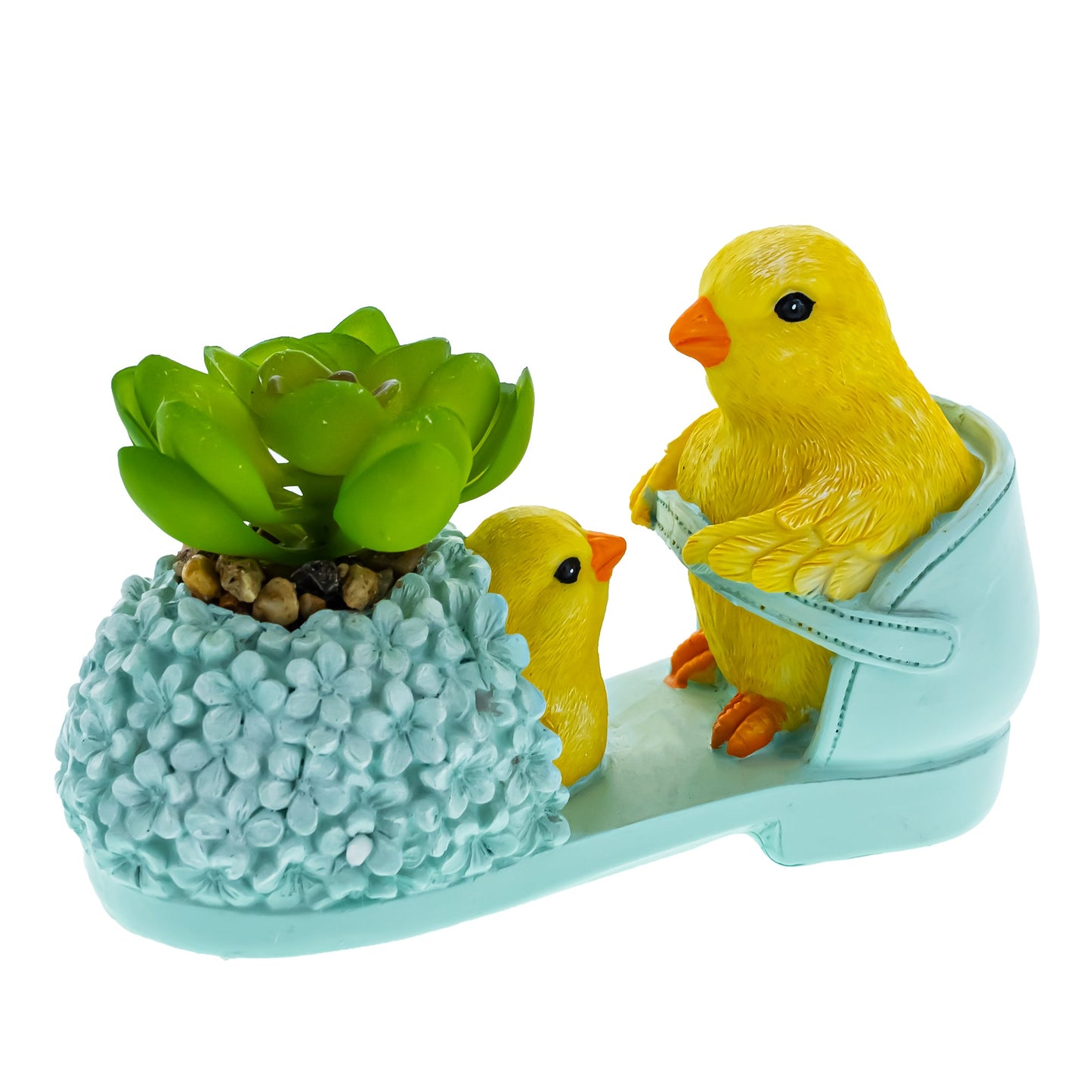 Easter Chick Planter – Decorative Shoe-Shaped Succulent Pot with Floral Accents