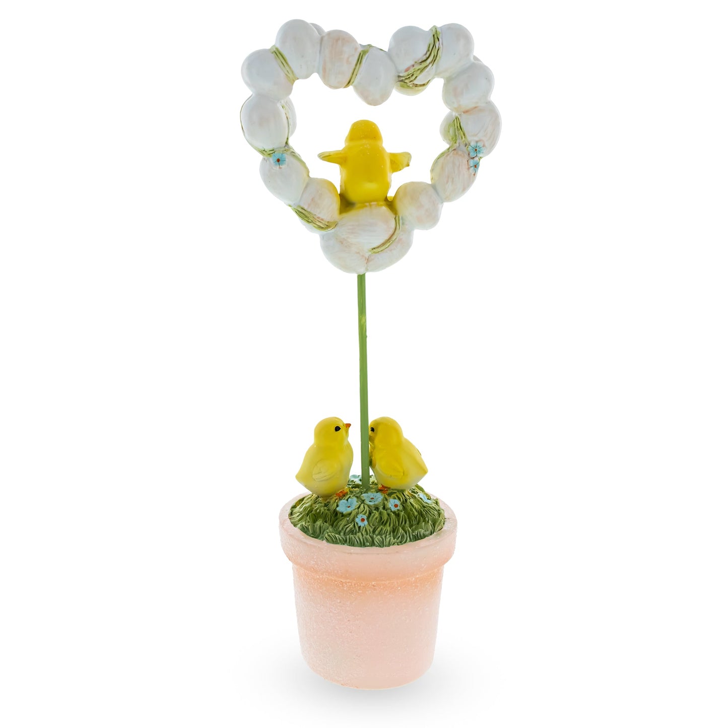 Adorable Chicks Nestled in Heart-Shaped Eggs Pot Easter Decorative Figurine