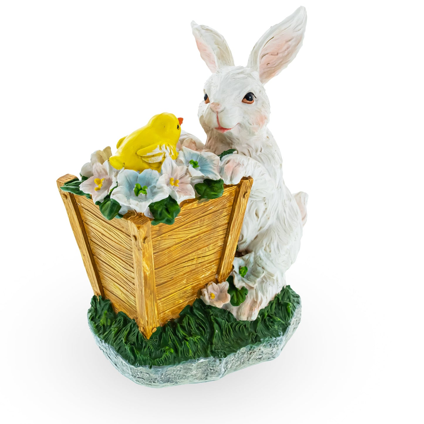 Enchanted Bunny and Chick Amidst Blooms Figurine