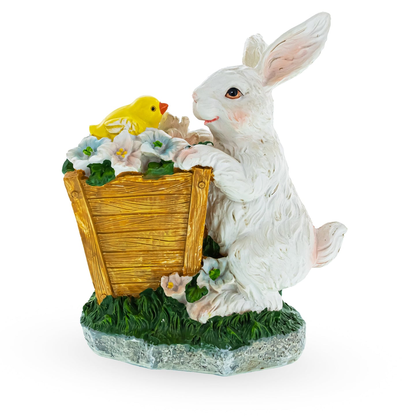 Enchanted Bunny and Chick Amidst Blooms Figurine