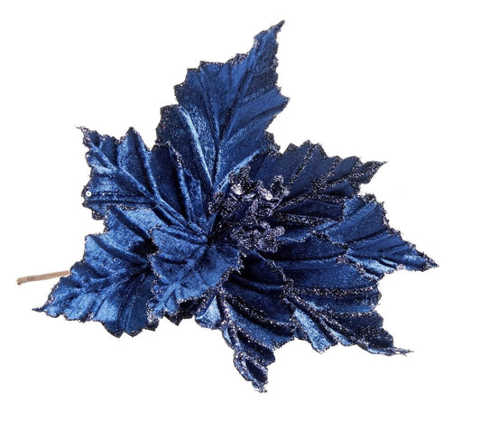 Blue Poinsettia Floral Pick