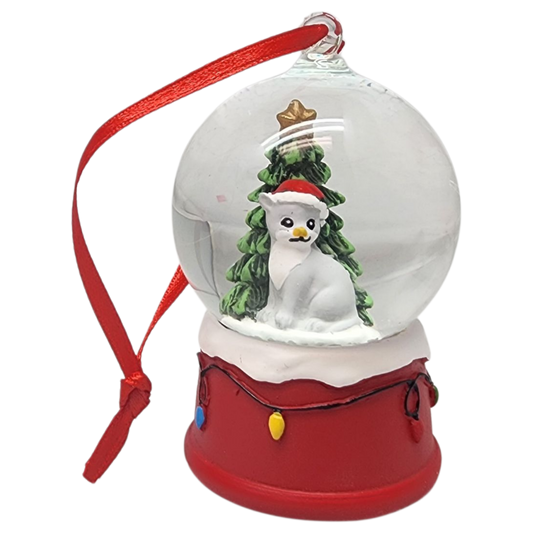 Charming Kitty Snow Globe Ornament - Grey Cat