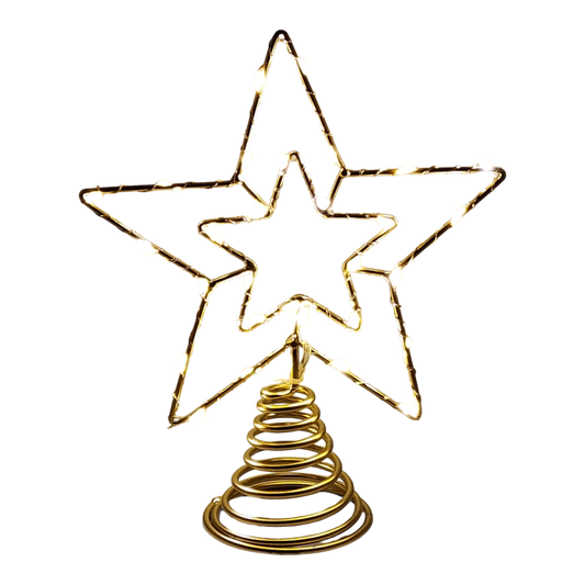 Gold Star Tree Topper with 30 Warm White Lights