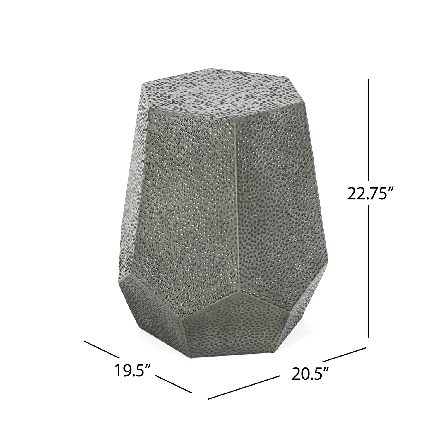 Metal Hammered End Table