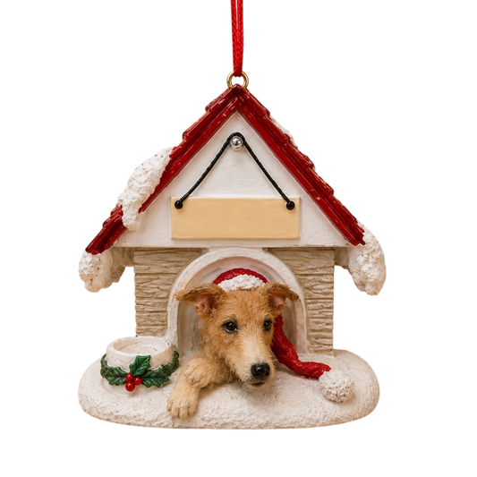 Ceramic Doghouse Ornament - Greyhound