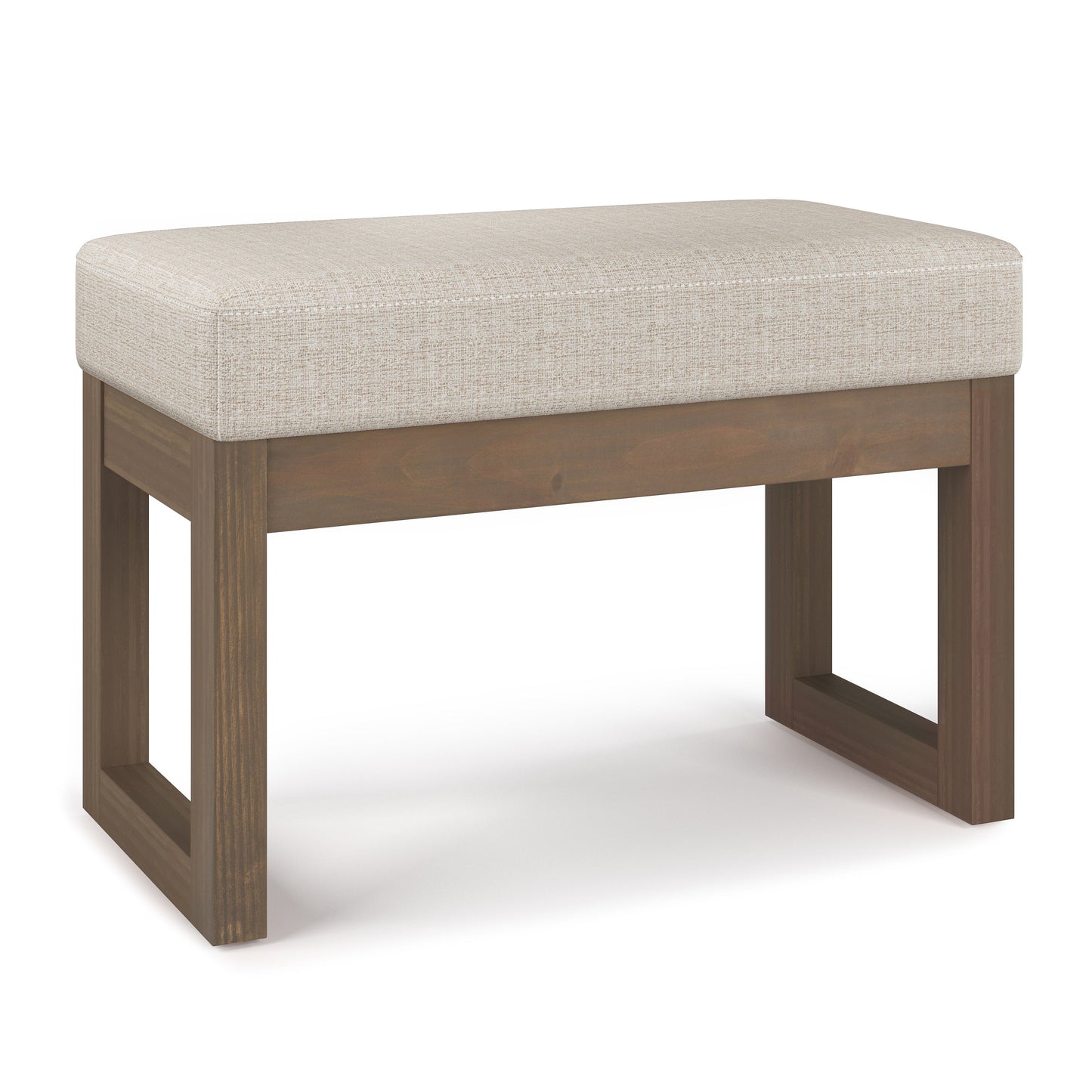Milltown 27 Inch Wide Solid Wood Footstool Small Ottoman Bench in Platinum
