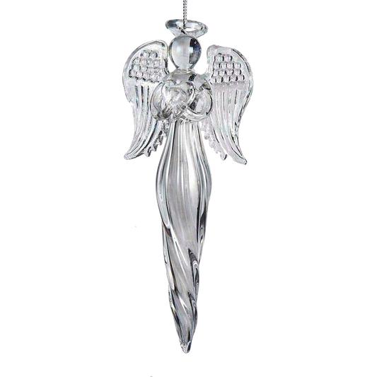 Angel Finial Glass Ornament - Holding a Heart