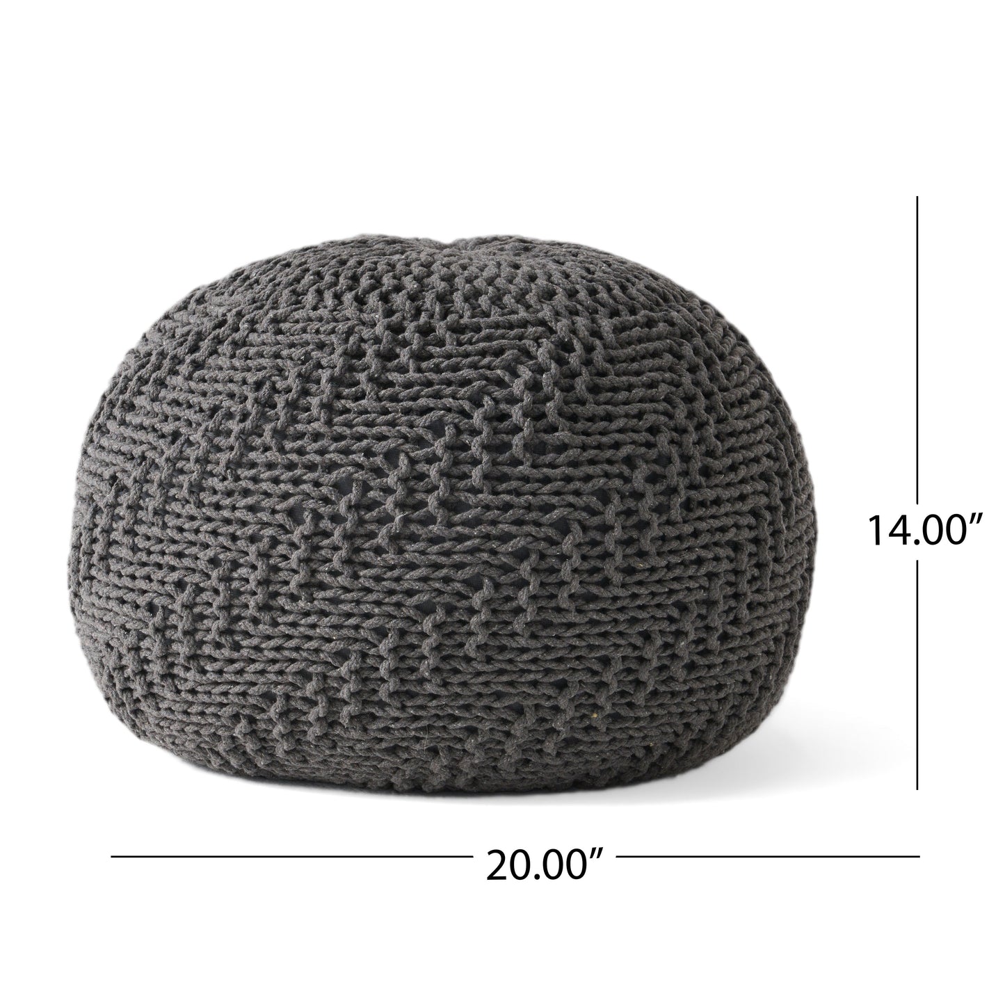 Hazel Knitted Cotton Yarn 20 x 20 Round Pouf