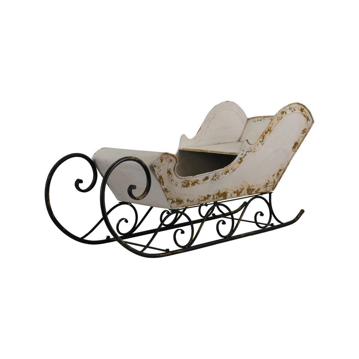 Antique White & Black Metal Sleigh