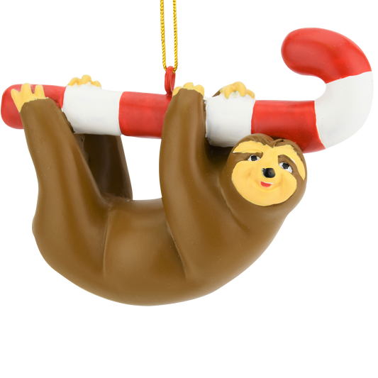 Candy Cane Sloth Animal Christmas Ornaments