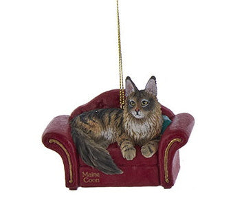 Cat On Red Sofa Ornament -