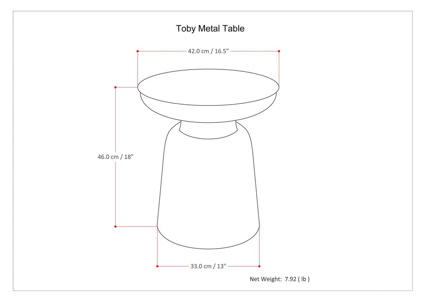 Toby 17 Inch Wide Modern Industrial Metal Accent Table