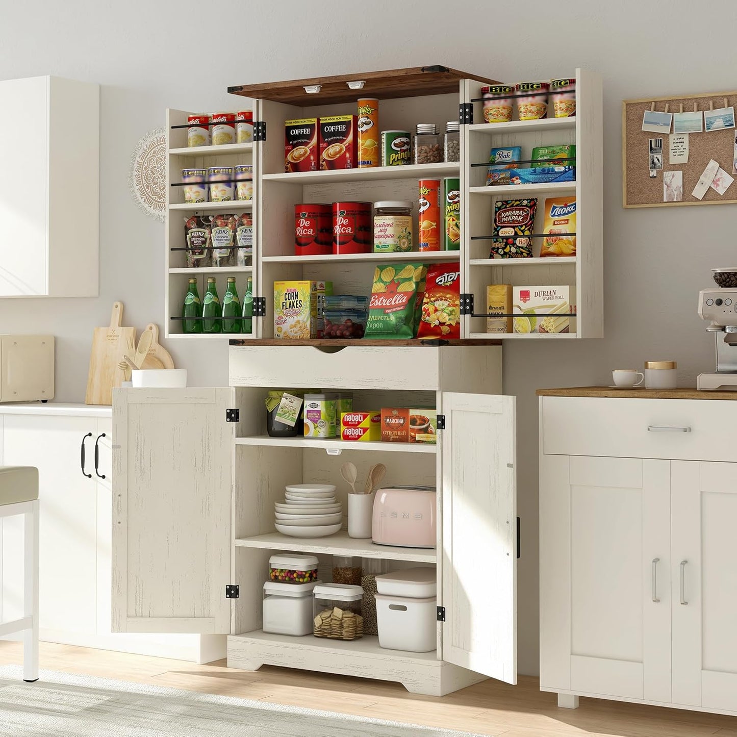 Yanosaku SC001 72'' Tall Kitchen Storage Pantry Cabinet with ample storage and organized shelves for kitchen essentials.