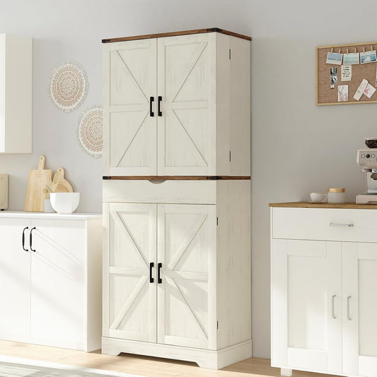 Yanosaku SC001 72'' Tall Kitchen Storage Pantry Cabinet with a stylish design, featuring two doors and a sturdy structure.