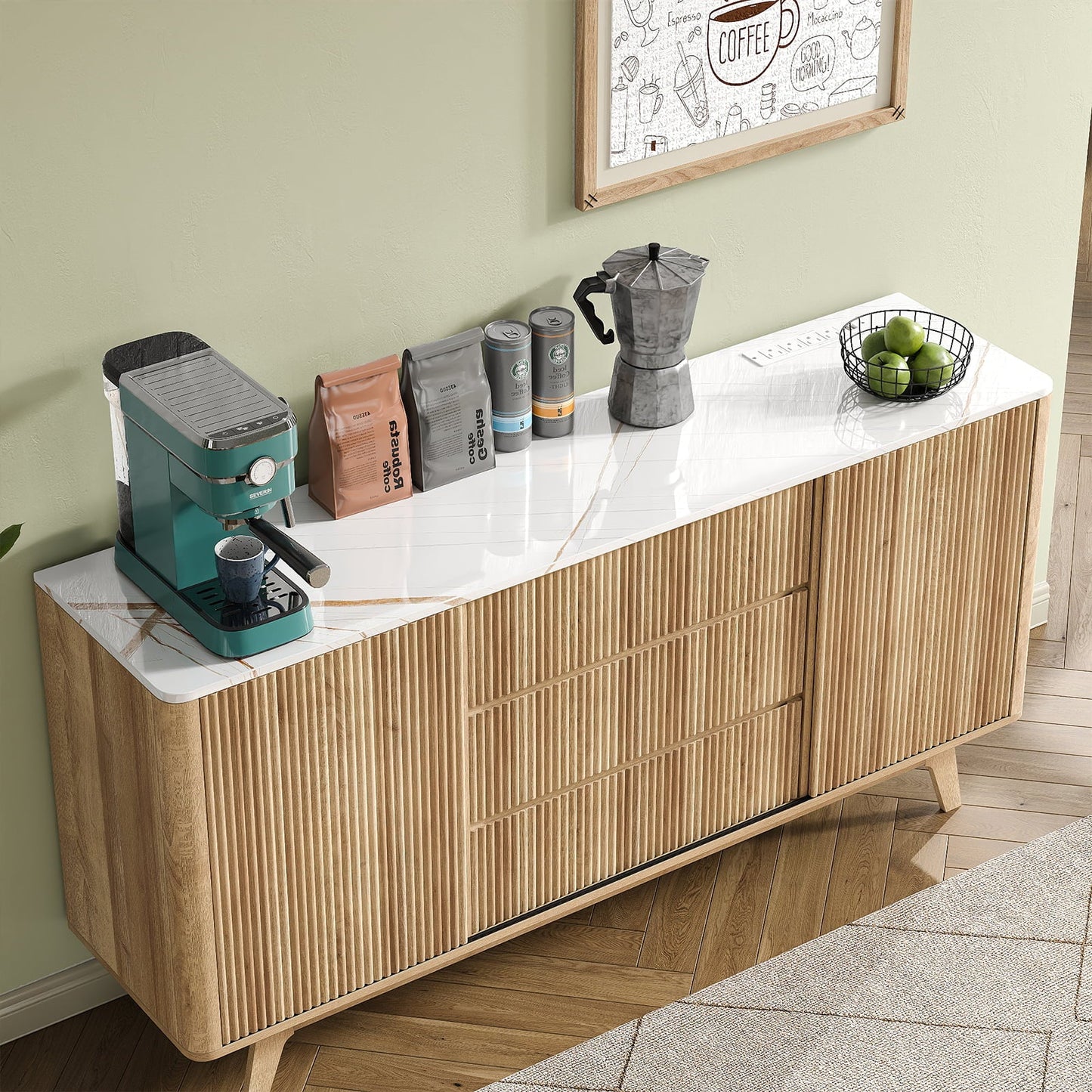 Yanosaku TS001 62" W Fluted Buffet Cabinet