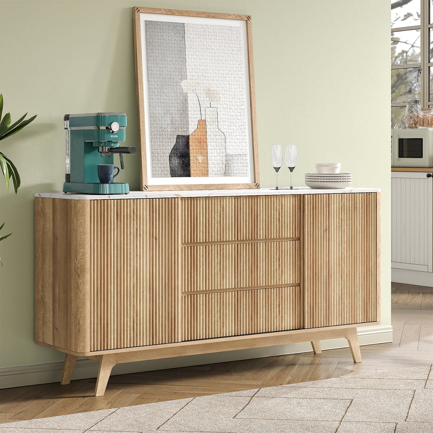 Yanosaku TS001 62" W Fluted Buffet Cabinet