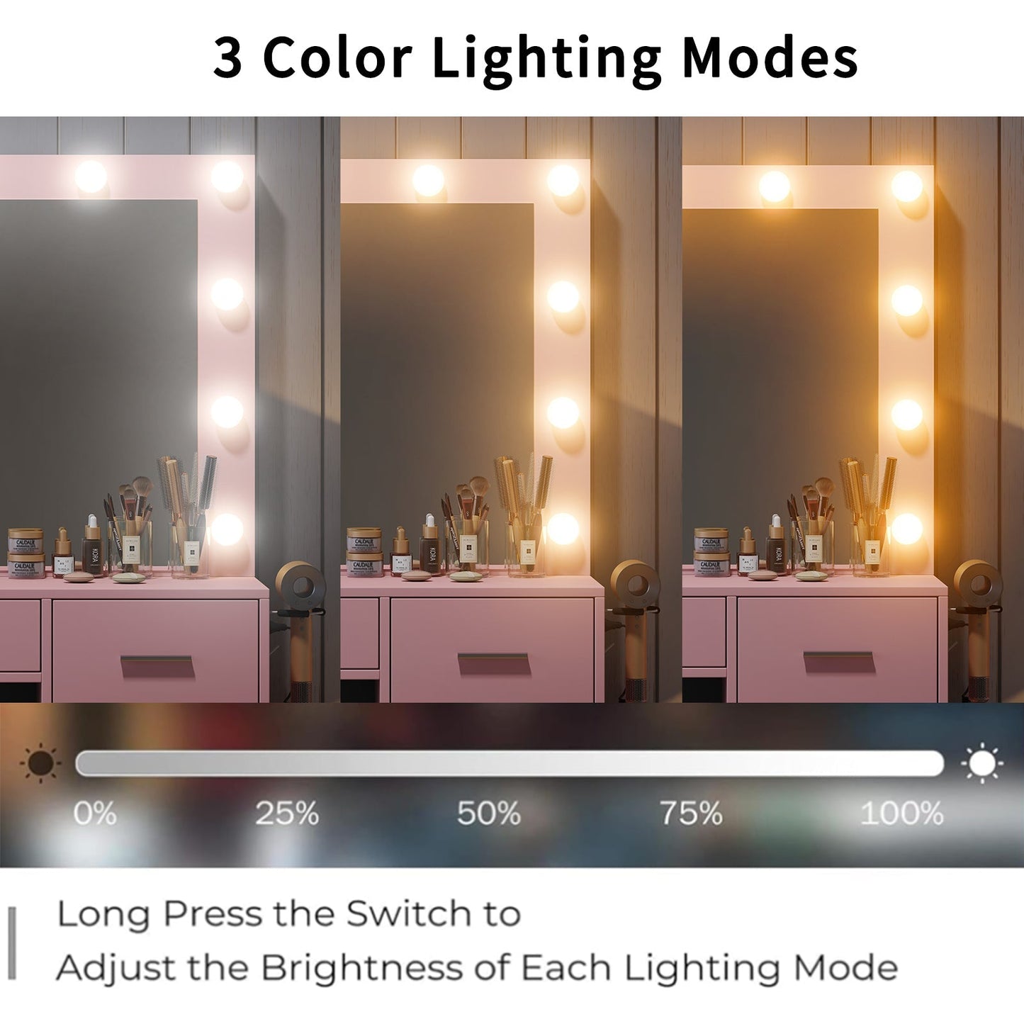 Yanosaku VD001 Bedroom Makeup Vanity desk with LED Mirror, 5 Drawers