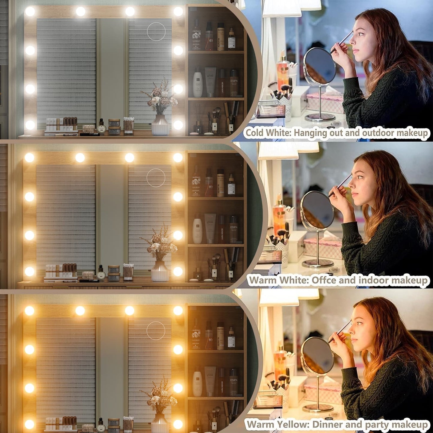 Yanosaku VD013 Bedroom Makeup Vanity desk with LED Mirror, 7 Drawers