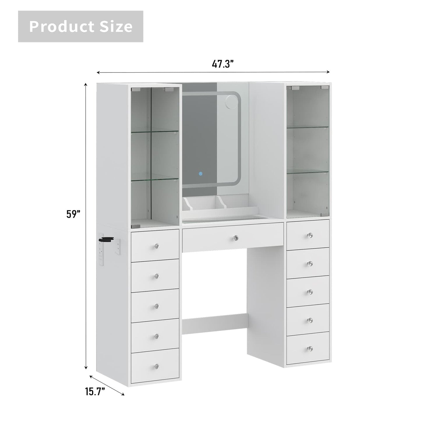Yanosaku VD034 Bedroom Makeup Vanity desk with mirror, 11 Drawers