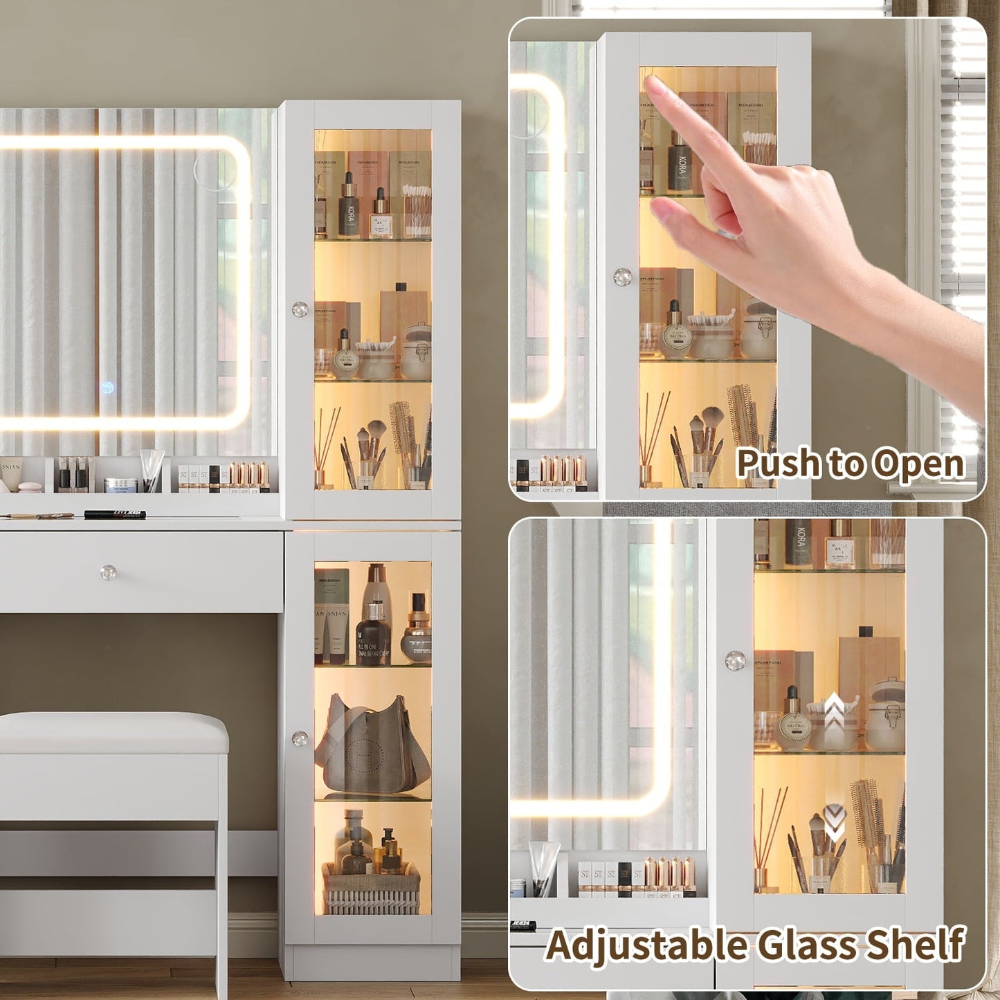 Yanosaku VD036 Bedroom Makeup Vanity desk with mirror, 6 Drawers
