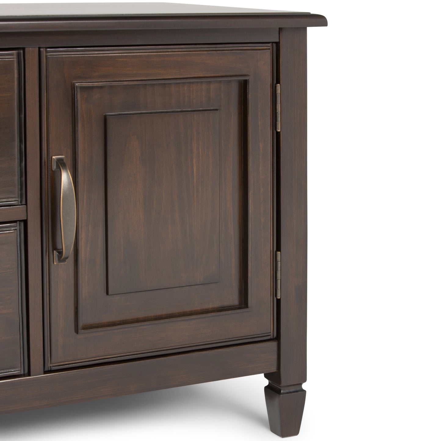 Connaught 72 Inch Wide Solid Wood TV Stand in Dark Chestnut