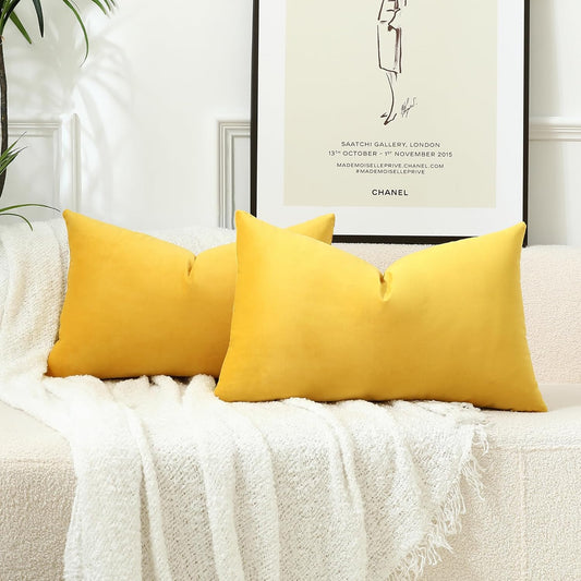 12"x20" luxury velvet lumbar support throw pillow | 7 vibrant colors |  insert included