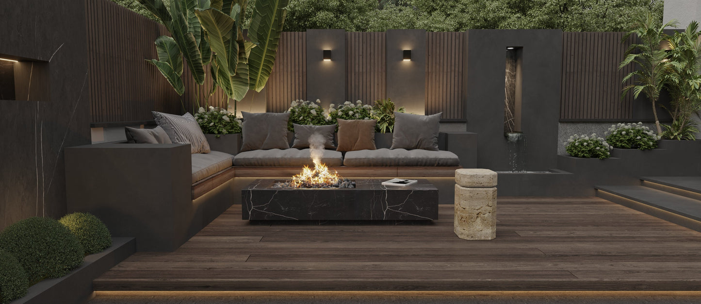 Luxury Travertine Marble Side Table with LED Illumination