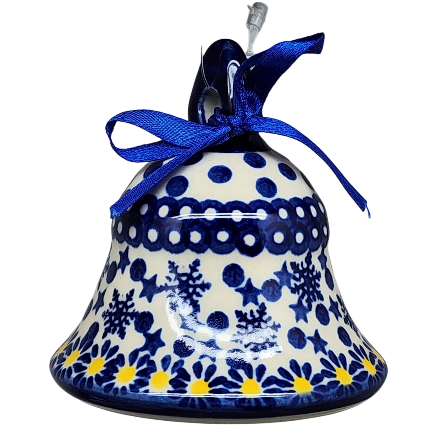 Ceramic Holiday Bell - Frosted Floral Pattern