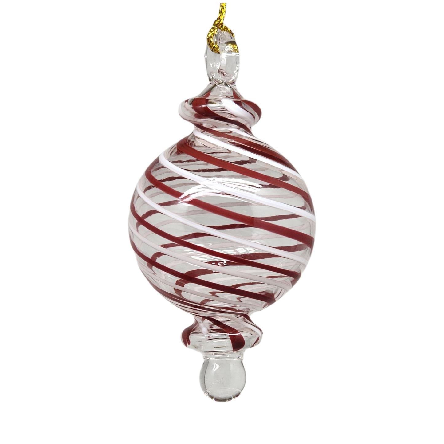 Candy Cane Stripe Blown Glass Ornament - Ball