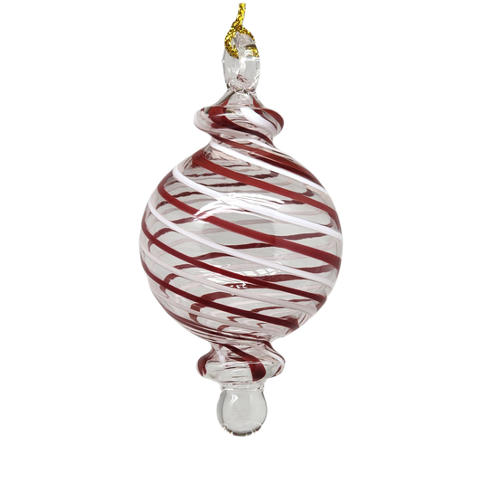 Candy Cane Stripe Blown Glass Ornament - Ball