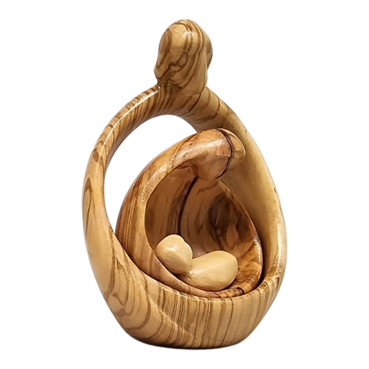Nesting Style Holy Family Nesting Carved Nativity - Olive Wood - 4.5 Inch